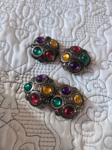 LARGE, VINTAGE, COLORFUL RHINESTONE BUTTONS Covers - SET OF 4 - Picture 1 of 2