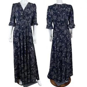 Gal Meets Glam Mujer Talla 8 Irene Azul Floral Maxi NUEVO Vestido Flutter Mangas 3/4 - Imagen 1 de 14