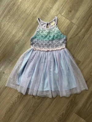 Новый розовый и фиолетовый Mermain девочки фиолетовый, зеленый и розовый платье, размер 5 - Изображение 1 из 3