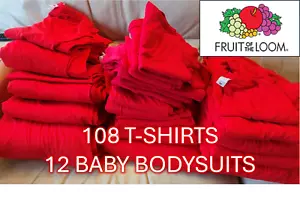 108 Red T-Shirts & 12 Baby Bodysuits - Most Fruit of the Loom - Worth over £500 - Picture 1 of 4