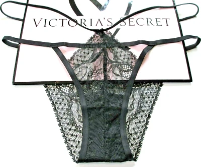 VICTORIA'S SECRET VERY SEXY Strappy String Bikini Panty VS Black Lace S M L XL - Image 1 of 4