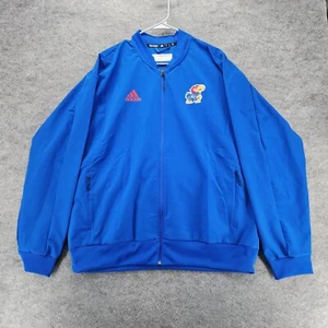 Kansas Jayhawks Jacket Mens XL Adidas Full Zip Blue - Picture 1 of 9