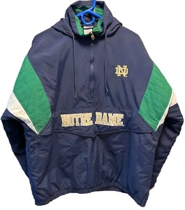 Vtg 90s ProEdge Notre Dame Fighting Irish Mens LRG Puffer Pullover Jacket - Picture 1 of 18