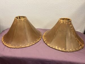 VINTAGE RAWHIDE ANIMAL SKIN LEATHER LAMPSHADES  20"  PRE OWNED