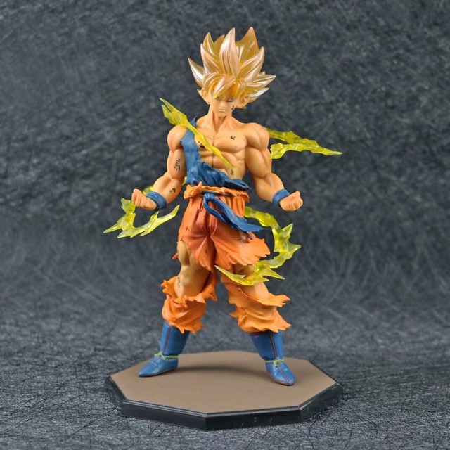 Anime dragon ball z son goku figura de ação cabelo azul goku pvc