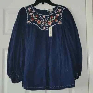 Max Studio Embroidered Floral Blouse size S - Picture 1 of 9