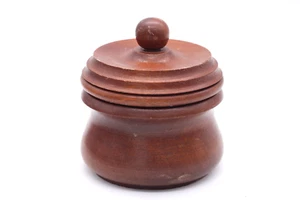 Alte Deckeldose Dose mit Deckel aus Holz dunkelbraun Vintage H 13 cm - Bild 1 von 4