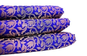 Indian Gold Floral Banarsi Brocade Faux Silk Waistcoat Fabric 44" Wide By Yard - Picture 1 of 3