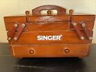 Singer Sewing Mini Accordion Style Wooden Sewing Box VTG 8-1/4”x5”5-1/4” 