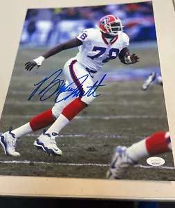 BUFFALO BILLS BRUCE SMITH #78 SIGNED 11X14 PHOTO HOF 2009 JSA WITNESS NFL 100 IP - Picture 1 of 1