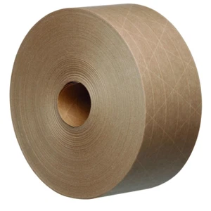 WATER ACTIVATED TAPES 48MMX100M REINFORCED 130GSM BROWN GUMMED PAPER BOX PARCEL - Picture 1 of 4