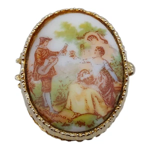Fragonard französisches Porzellan Schmuck Pillendose 1,5" klein Miniatur umwerbendes Paar - Bild 1 von 5