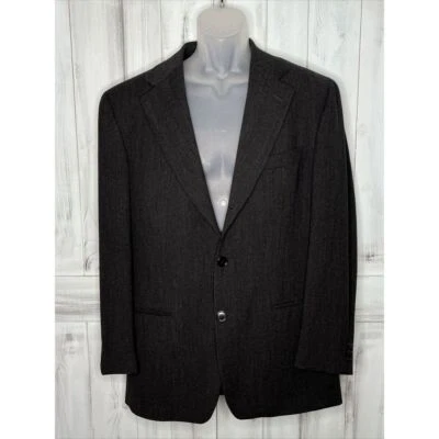 Blazer masculino de lã Ermenegildo Zegna Soft Harrods 38R cinza escuro 3 botões sem ventilação - Imagem 1 de 4