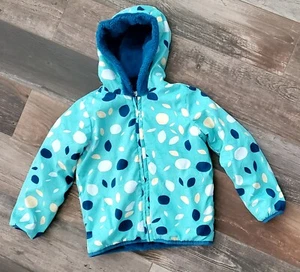 Hanna Andersson Girls Teal Reversible Zipfront Fleece Lined Jacket 110 (5) - Picture 1 of 9