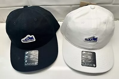 Lot of 2 NEW Nike Club Unstructured Dunk Low Patch Cap Size M/L White/Black - Image 1 of 4