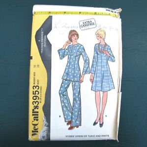 70's Dress or Tunic Top Sewing Pattern Pants McCalls 3953 Size 16 Uncut