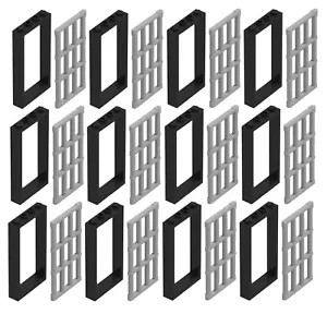 ☀️NEW LEGO 12x BLACK Door Frame 1x4x6 Parts Pieces W/ Jail Prison Bars - Picture 1 of 3