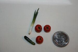 Miniature Dollhouse Artist Made REALISTIC Tomatoes Green Onion Cucumber 1:12 NR