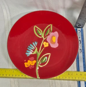 HAS UTENSIL MARKS Lenox Rutherford Circle Red Floral Coupe Accent Salad Plate - Picture 1 of 5