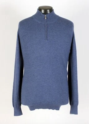 Brunello Cucinelli 100% Cashmere 1/2 Zip Sweater - Blue XL / 2XL - $1350 Retail - Image 1 of 4