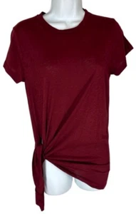 NEW Stateside x Anthropologie Side Tie Top Size XS Wine Red Short Sleeve NWT $64 - Picture 1 of 5