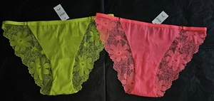Aerie Rebel Lace String Bikini Panty Undies Underwear x 2 Neon - Size LARGE NWT - Picture 1 of 4