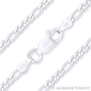 Tobillo de cadena italiano Figaro Figaroa Link 2,1 mm sólido .925 Italia plata esterlina - Imagen 1 de 2