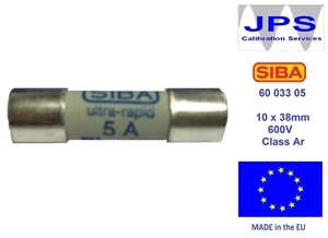 SIBA 60 033 05 5A Sicherung 600V Ultra Rapid 6003305 60-033-05 10x38mm aR JPSF197 - Bild 1 von 4