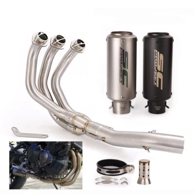 For Yamaha MT-09 2014-2020 FZ09 XSR900 Full System Exhaust Tips Header Link Pipe - Image 1 of 4