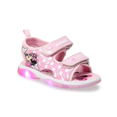 Minnie Mouse Sandals Shoes Little Girls Swim 11 12 Lights Light Up Disney Pink - Image 1 of 4