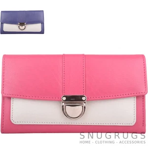 Damen/Woments Echtes Weiches Leder Tri-Fold Mit Push Clip Verschluss - Picture 1 of 7