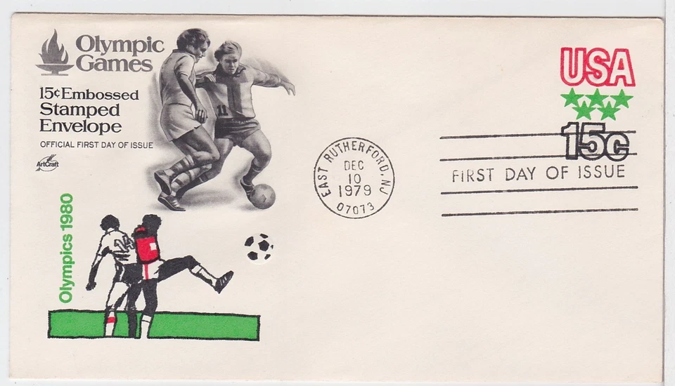 TurtlesTradingPost- Olympic Soccer Envelope -1979 FDC #U596 Artcraft Cachet - Image 1 of 1