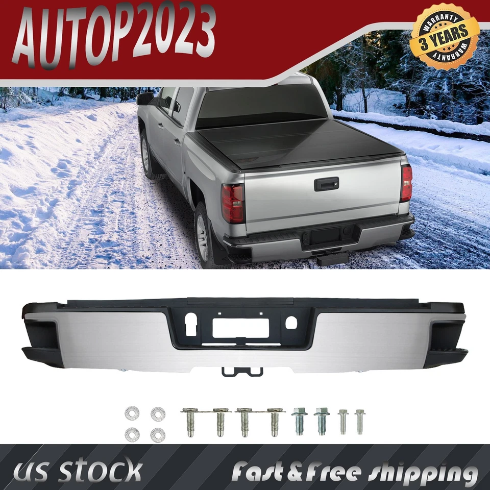 Chrome Rear Bumper Assembly for 2015-2019 Chevy Silverado Sierra 2500 3500 Foto 1 de 4