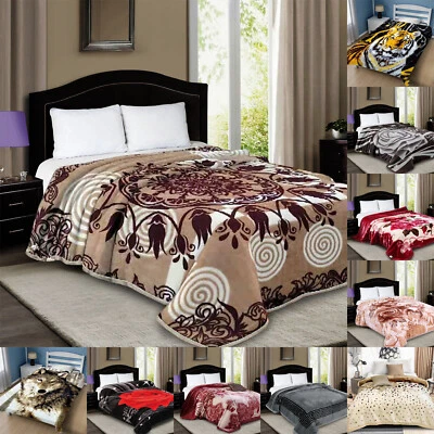 Heavy Weight Soft 2PLY Blankets Reversible Bed Throw King Size Comforter - Image 1 of 4
