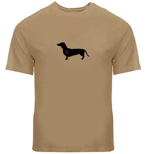 Dachshund Heart Dog Men Unisex Tee T-Shirt Graphic Gift Cute Doggy Sausage Puppy - Picture 1 of 30