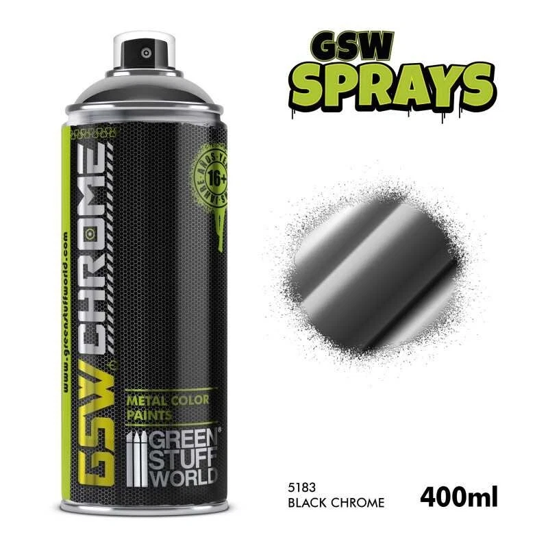 GREEN STUFF WORLD Schwarzes Chromspray 400ml Aerosol Schwarzchrom Chromlack Spray