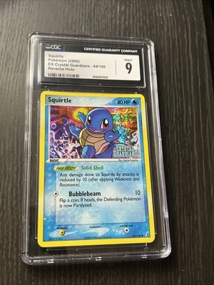 Cgc 9 Mint 2006 Pokemon Squirtle Reverse Holo Foil 64/100 EX Crystal Guardians - Image 1 of 2