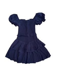 Katie J NYC Tween Girls Navy Lainey Smocked Puff Sleeve Dress Size L(12) - Picture 1 of 4