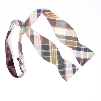 Pajarita de algodón Brooks Brothers Madras de colección años 60 azul verde rojo a cuadros Foto 1 de 4