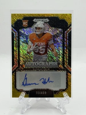 2025 Prizm Draft Picks Gunnar Helm RC 金色珠光签名 /15 德州长角 — 第 1/2 张图片