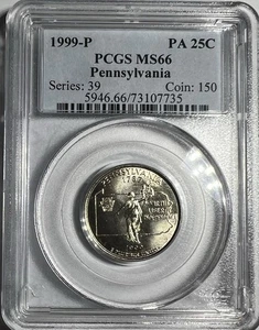 PCGS MS66 1999-P Pennsylvania State Quarter - Picture 1 of 2