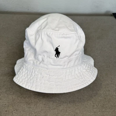 Ralph Lauren Polo Bucket Hat White Unisex Embroidered Pony Logo Casual Size L XL - Image 1 of 4