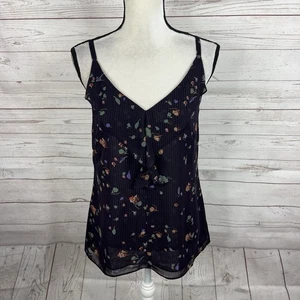 CAbi #3607 Mujer Cami a Rayas Talla XS Negro Rayas Floral Volantes - Imagen 1 de 9