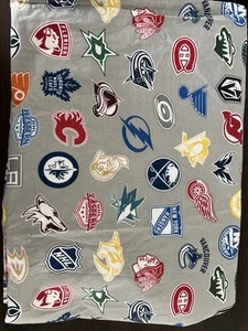 Pottery Barn Teen NHL Hockey Team Logos Twin Flat Sheet PB Teen - Imagen 1 de 9