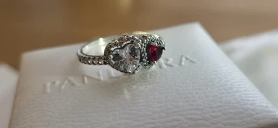 Authentic Pandora Halo Hearts Sterling Silver Ring Size 8 (56) Gift Ready - Image 1 of 4