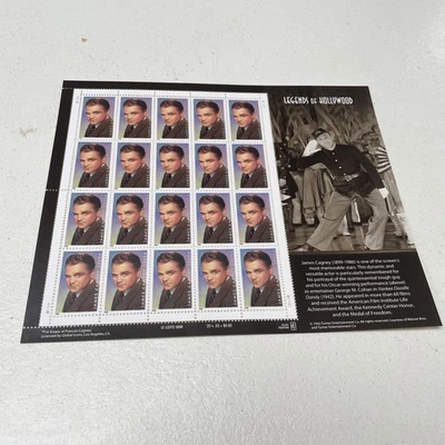 USA 1999 MNH Legends of Hollywood James Cagney Stamp Sheet - Image 1 of 4