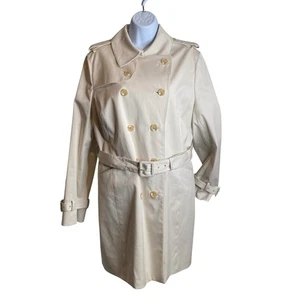Brooks Brothers 346 Women's Beige Double Breasted Trench Coat Size 14 Old Money - Picture 1 of 13
