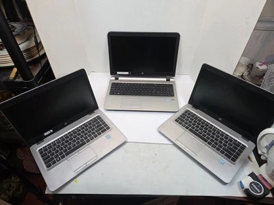 Lot of 3 HP Probook laptops 840 G3 450 G3 i5-6300U 6500U 8GB NO HDD - Image 1 of 4