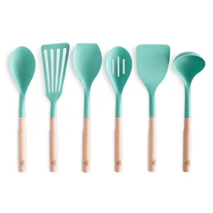 GreenLife Cooking Tools and Utensils, 7 Piece Nylon and Wood Kitchen Set with... - Picture 1 of 6
