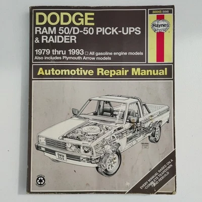 Manual de reparación automática Haynes 1979-1993 Dodge Ram 50/D-50 Pick-Ups Arrow Raider LIBRO Foto 1 de 4